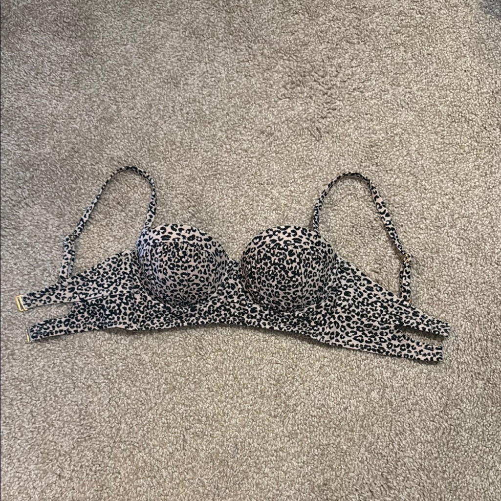 Xhilaration Brand: Leopard Print Women's Swim Suit Bra Top W/ Underwire Size Sm